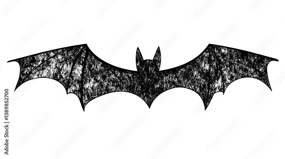 Fototapeta premium Isolated Black Chalk Bat Silhouette Illustration on Transparent Background