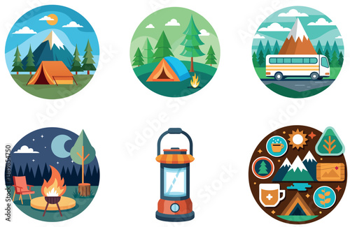Camping Bundle. Wooden Table Forest Adventure Collection Stickers