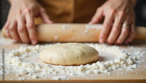 Hands rolling lefse dough in warm kitchen, embracing tradition
