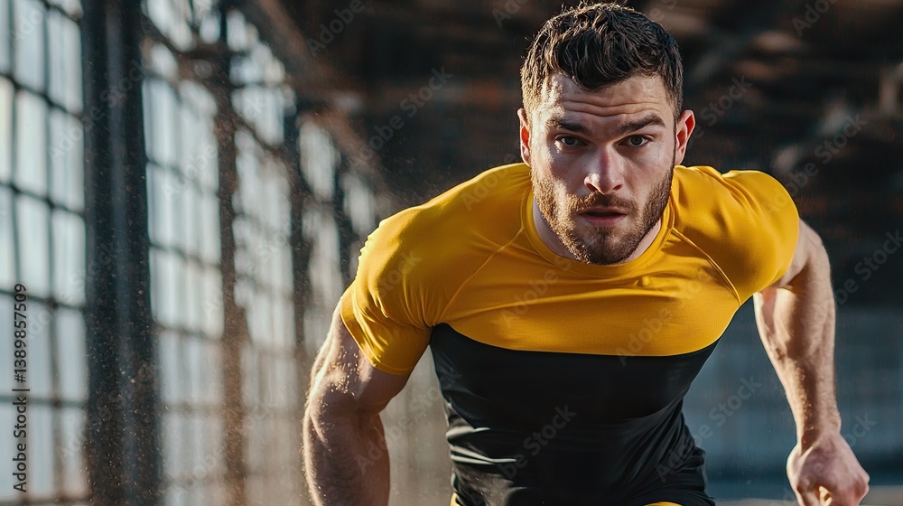 Young athlete trains intensely in a modern indoor facility during early morning hours Young athlete trains intensely in a modern indoor facility during early morning hours