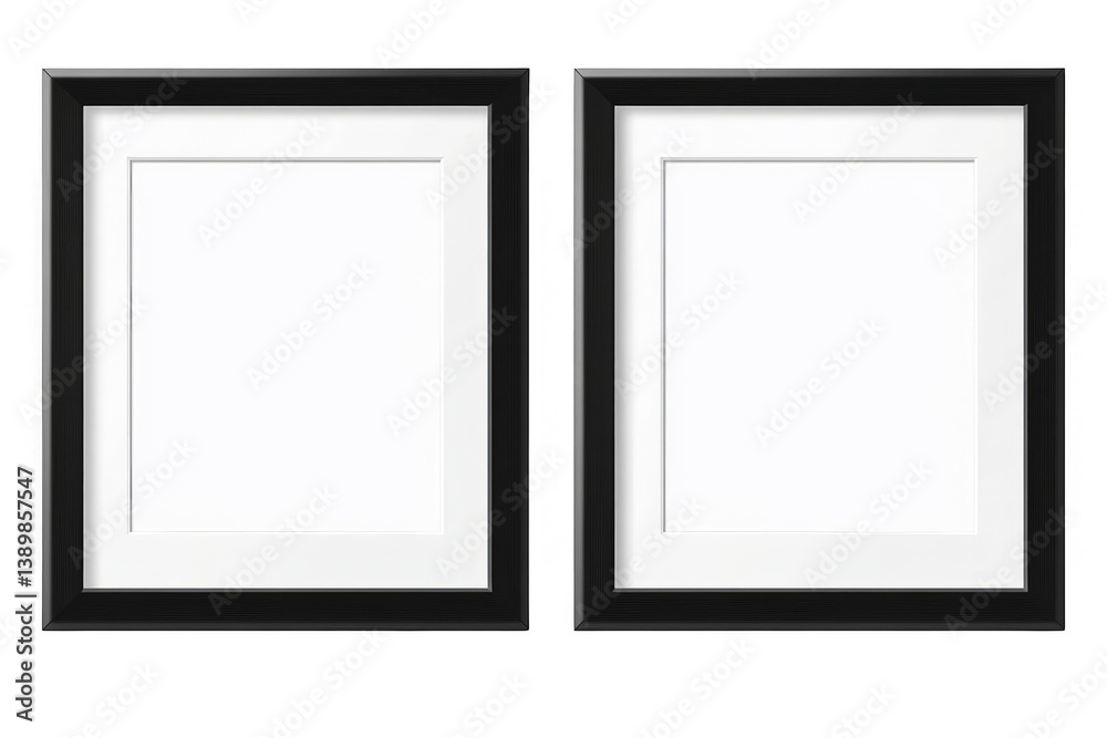 Isolated Background Black Picture Frames With White Empty Space Photo Isolated Background Black Picture Frames With White Empty Space Photo