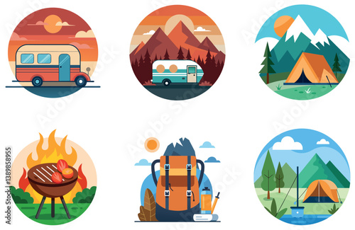 Camping Bundle. Hyper Realistic Night Stars Collection Stickers