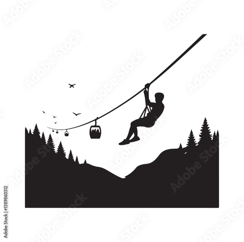 Minimal Zipline silhouette icon.
