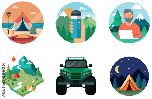 Camping Bundle. Swiss Alps Mountaineering Summit Collection Stickers