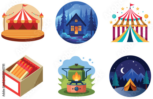 Camping Bundle. Off-Road Mountain Adventure Collection Stickers