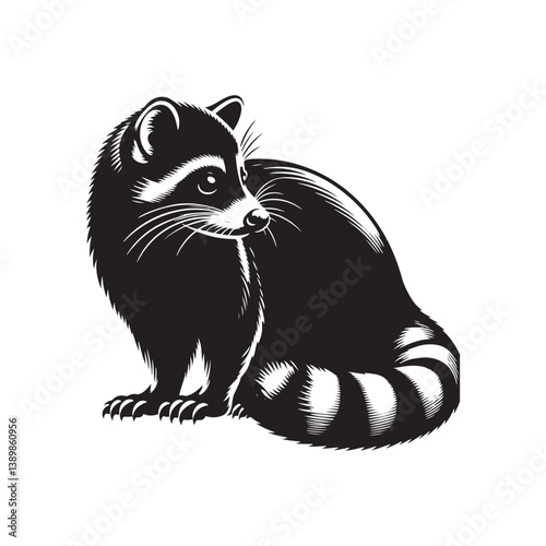 Minimalist Civet Vector - Civet Silhouette - Illustration of Civet - Civet Animal Design.