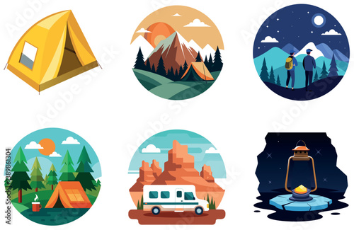 Camping Bundle. Portable Gas Stove Cooking Collection Stickers