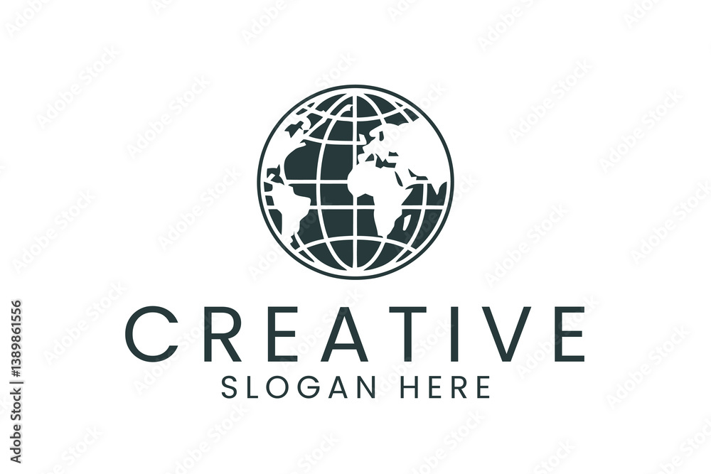 Global Business Creative Modern Logo Design map icon dark gray flat world earth Global Business Creative Modern Logo Design map icon dark gray flat world earth
