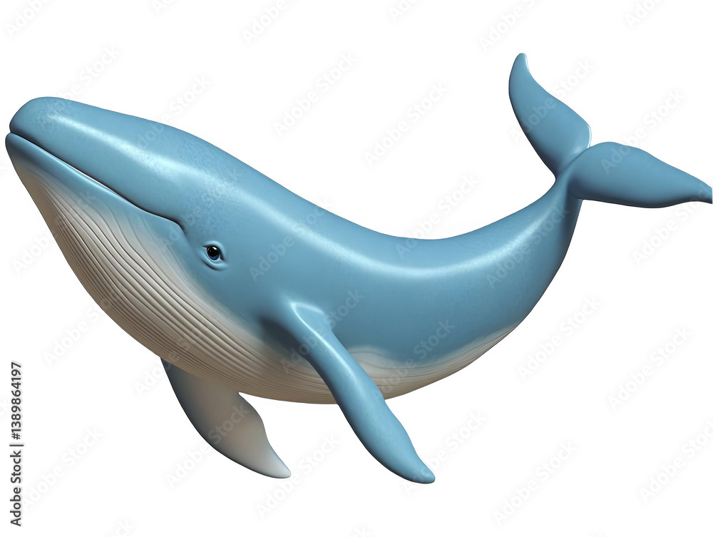 Fototapeta premium Realistic 3D Rendered Blue Whale Swimming Isolated On Transparent Background