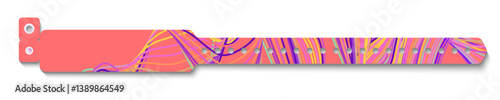 Bracelet event access pink colorful empty style for id fan zone or vip, party entrance, concert backstage identification, security checking, event. Mock up festival bracelet. Vector 10 eps