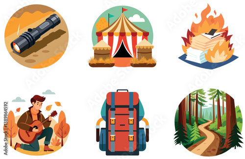 Camping Bundle. Ghostly Circus Tent Collection Stickers