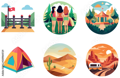 Camping Bundle. Night Circus Tent Celebration Collection Stickers