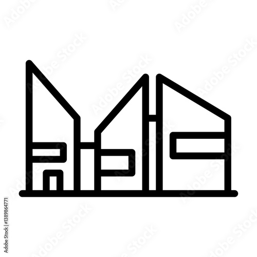 post modern building outline icon. architecture black line illustration.