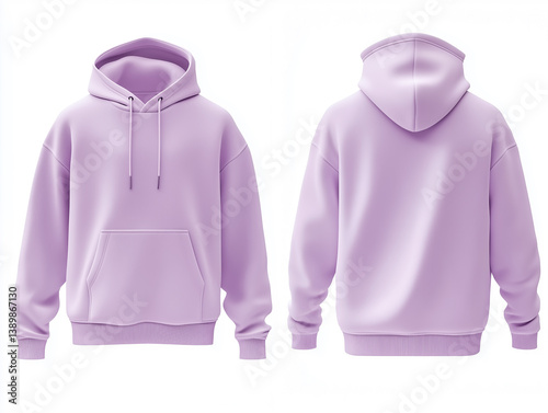 Stylish lilac hoodie showcasing front and back views, perfect for casual wear and comfort throughout the seasons.