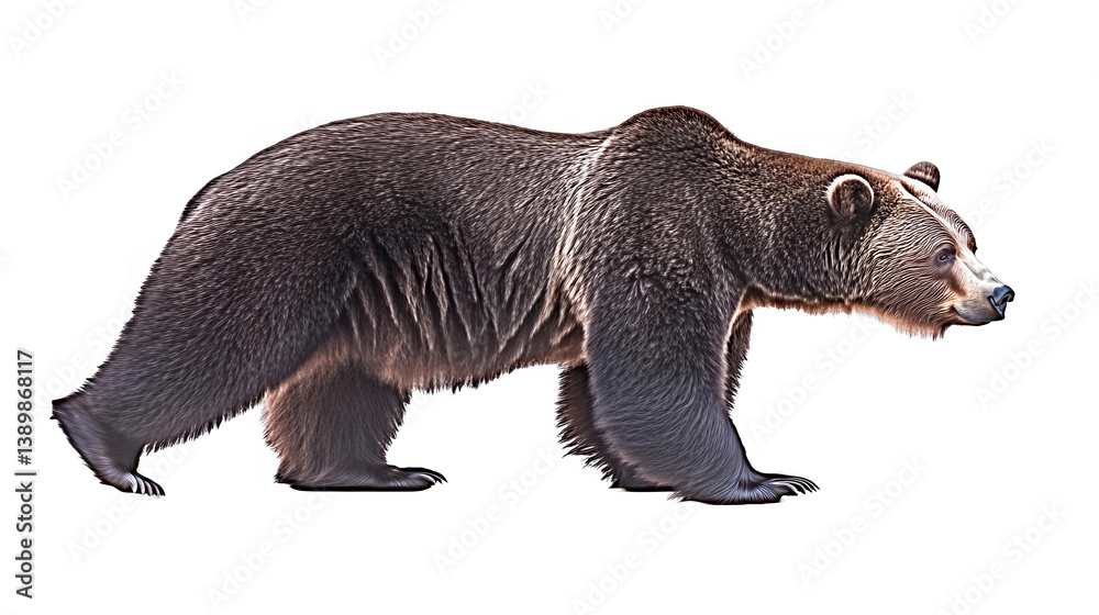 Obraz premium Realistic Photo Of A Grizzly Bear Walking Isolated On Transparent Background