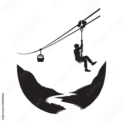 Minimal Zipline silhouette icon.