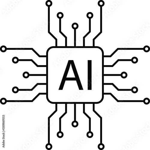 Artificial intelligence processor icon. AI CPU icon isolated on white background