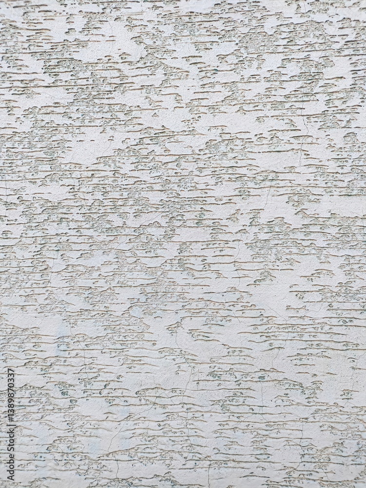 Fototapeta premium Light plaster with shallow structures, smooth in places and with horizontal lines. The texture and grain of the material and surface are clearly visible.
