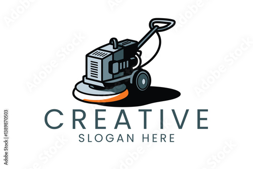 Floor Polisher Machine Logo Design Modern Icon job tool grey work shiny clean   