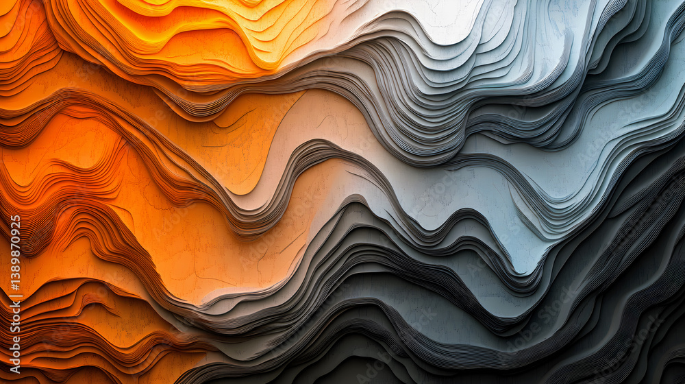 Fototapeta premium Abstract red and yellow art featuring a wavy liquid texture with a seamless flow