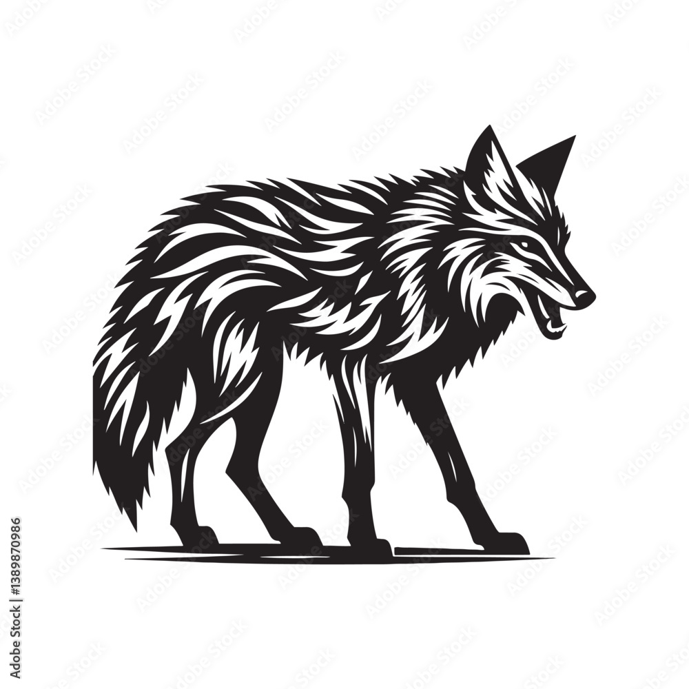 Fototapeta premium Coyote Silhouette - Minimalist Coyote Animal Design - Coyote Vector - Illustration Of Coyote.