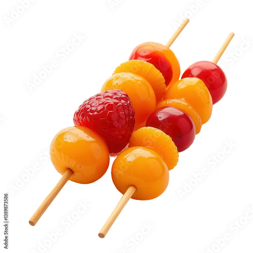 Tanghulu Candied Fruit Skewers on Transparent Background
