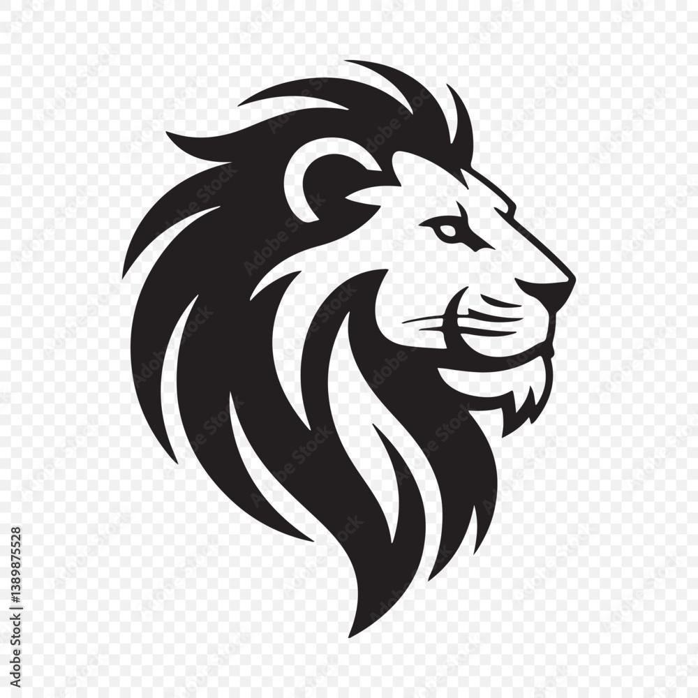 Fototapeta premium Black lion head vector logo silhouette. Vector illustration eps 10