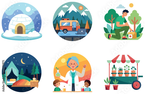 Camping Bundle. Firewood Campfire Warmth Collection Stickers
