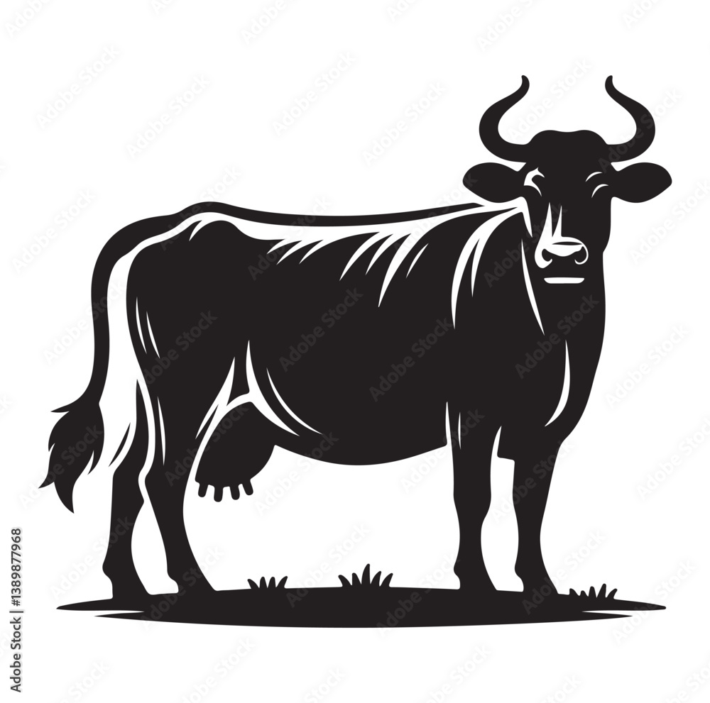 Cows silhouette vector illustration on white background. Cows silhouette vector illustration on white background.