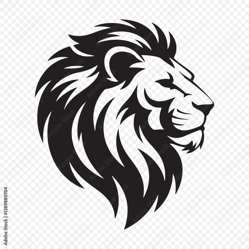 Fototapeta premium Lion face silhouette. Lion head vector illustration eps 10