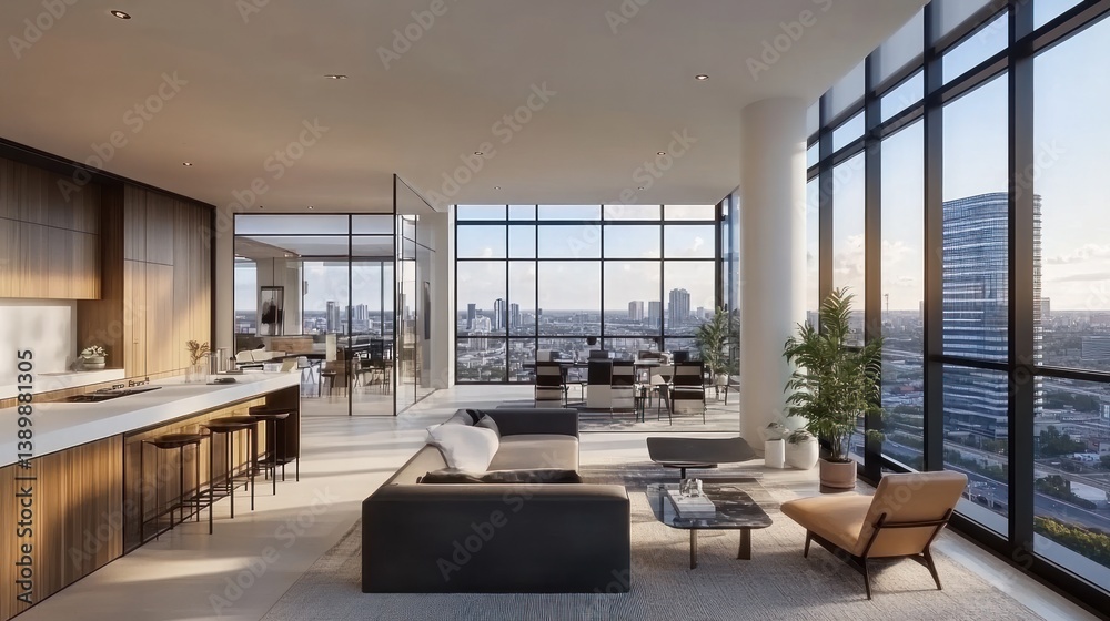 Naklejka premium Luxury Penthouse Apartment with Stunning City Views