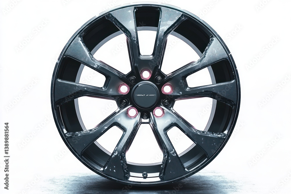 Obraz premium Futuristic Photorealistic Car Alloy Wheel Design with Carbon Fiber Accents
