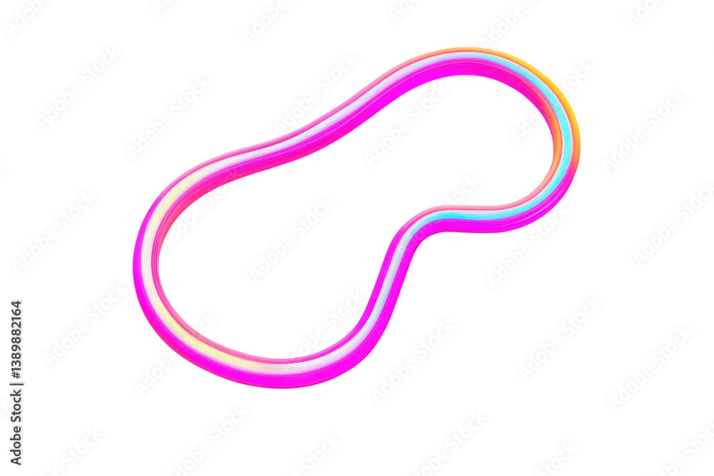 Iridescent pink neon light design abstract wavy shape glowing vibrant curve on neutral background Iridescent pink neon light design abstract wavy shape glowing vibrant curve on neutral background