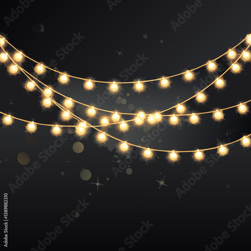 Golden String Lights Against a Dark Background