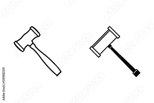 property auction hammer icon outline vector illustration