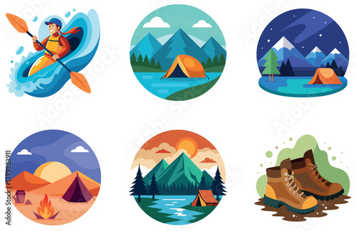 Camping Bundle. Northern Lights Campsite Collection Stickers