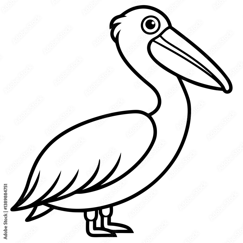 Fototapeta premium Graceful Pelican Line Drawing