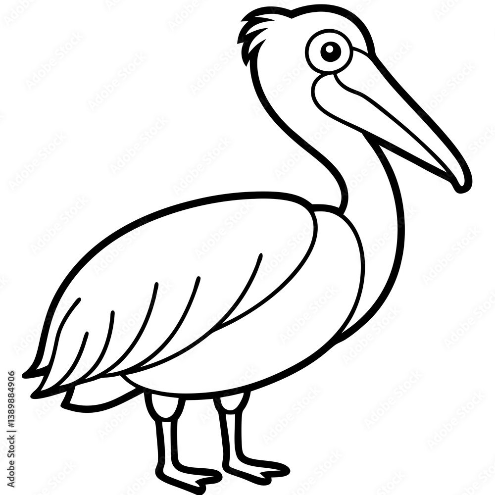 Fototapeta premium Graceful Pelican Line Drawing