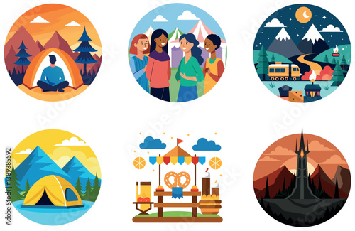 Camping Bundle. Rugged Hiking Boots Trail Collection Stickers