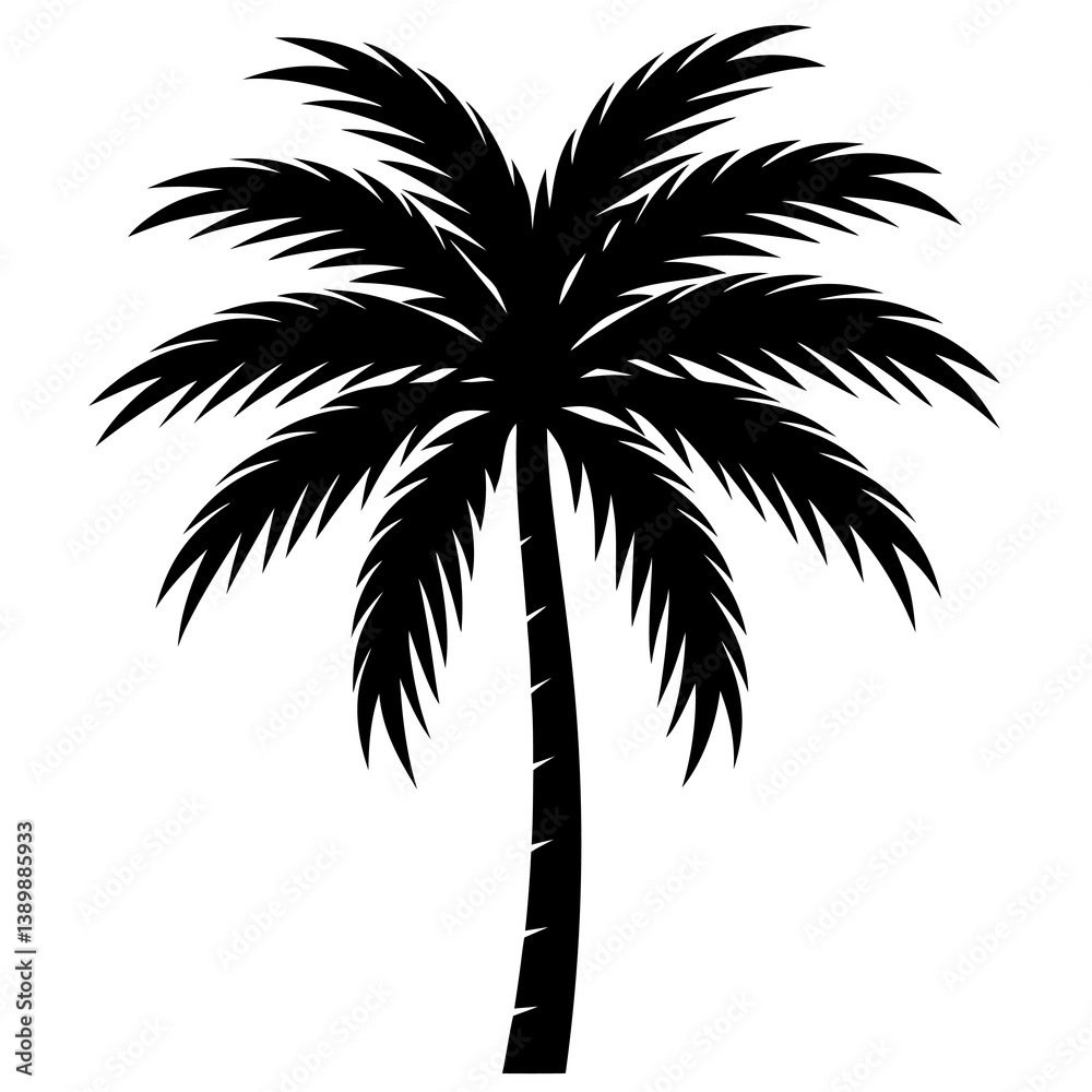 Obraz premium date palm tree silhouette vector icon white background