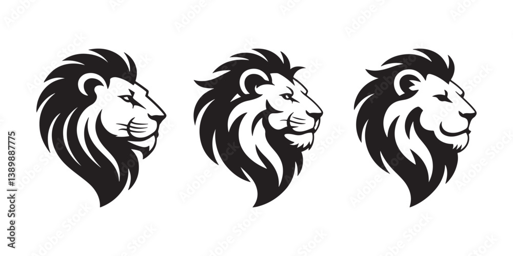 Fototapeta premium Lion face silhouette. Lion head vector illustration eps 10