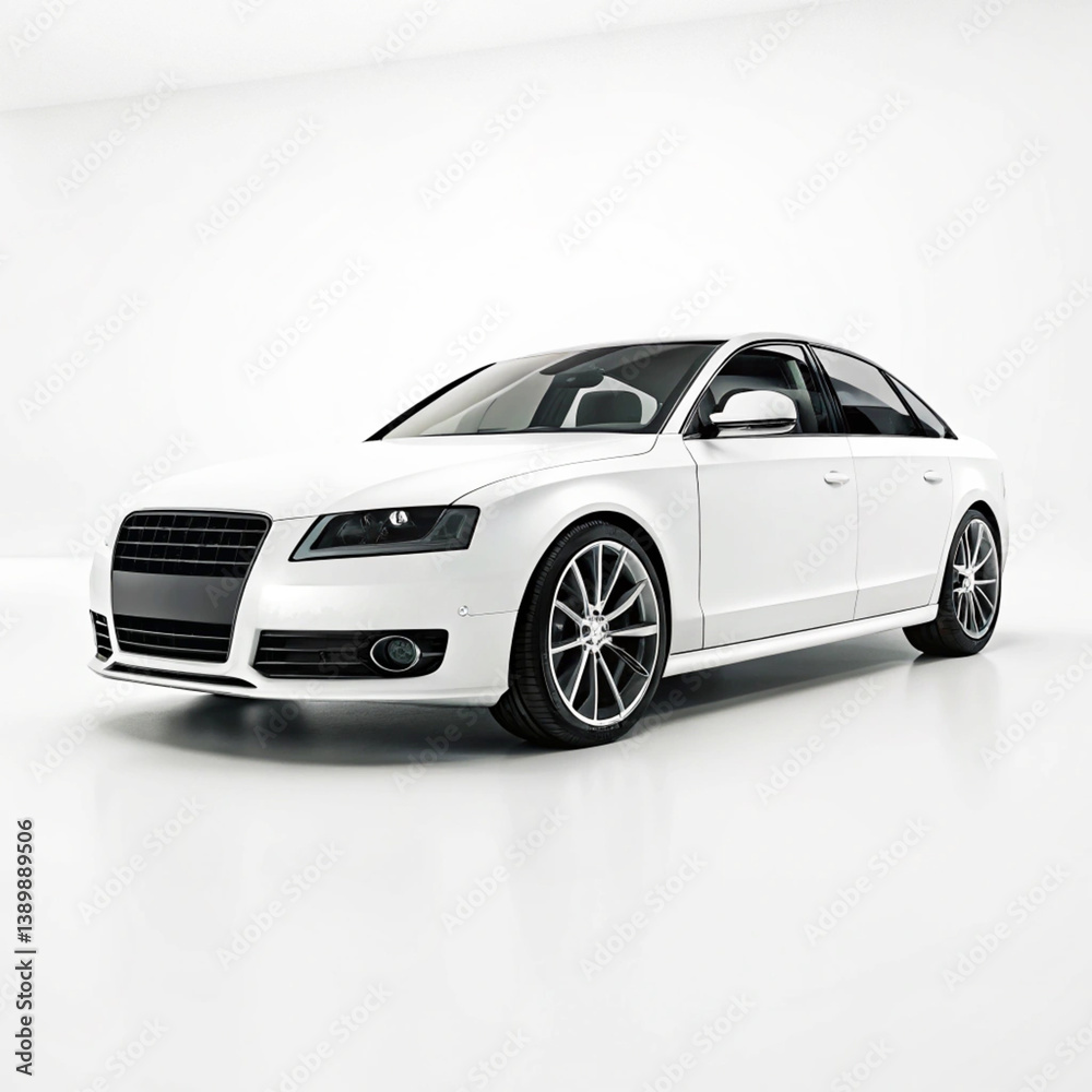 Obraz premium silver car isolated on white background