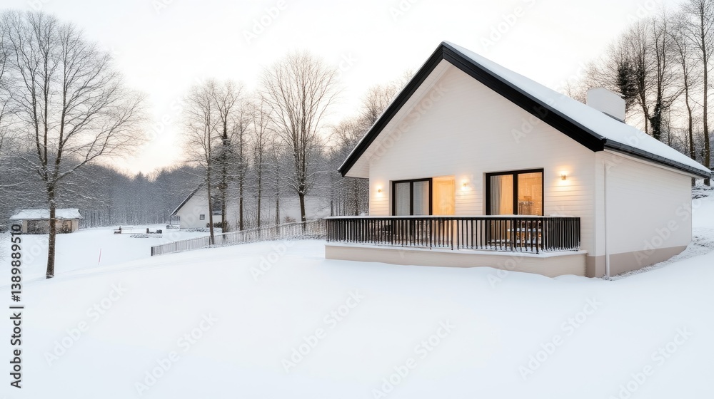 Cozy snow-covered chalet in a winter wonderland Cozy snow-covered chalet in a winter wonderland