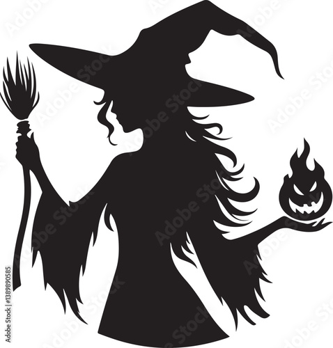 Spooky Witch Icon Vector for Halloween Art