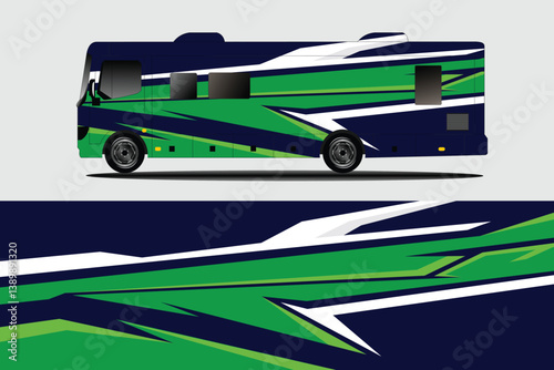 Vibrant and modern RV design showcasing dynamic patterns and colors, ideal for travel enthusiasts