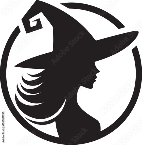 Spooky Witch Icon Vector for Halloween Art