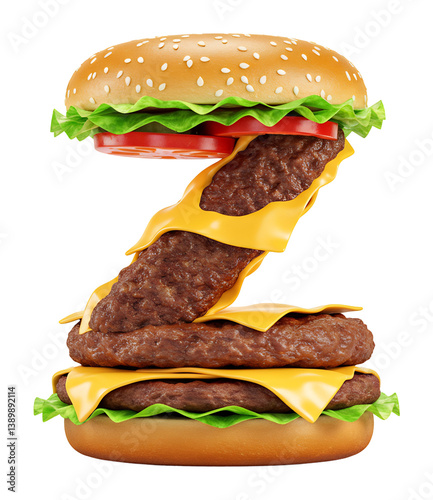 ハンバーガー文字Z 食欲をそそる黄金色 立体感溢れる構成 photo