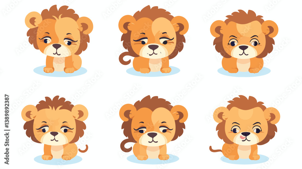 Professional Cute Lion Animal Emotions Tiny Lion with Emoji Collection Image Professional Cute Lion Animal Emotions Tiny Lion with Emoji Collection Image