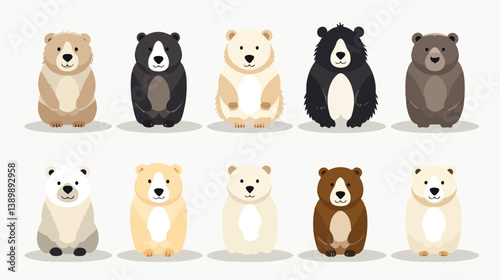 Professional Collection of Cute Wild Animals: Polar Bear, Grizzled Bear, Panda - EPS Vector Illustration