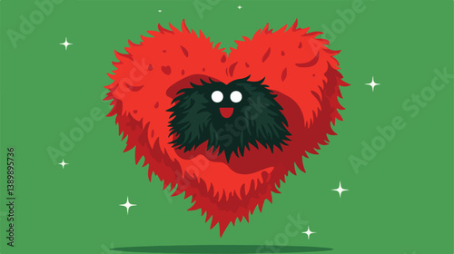 Mysterious Green Hairy Creature Hands in Santa Costume Displaying Gestures